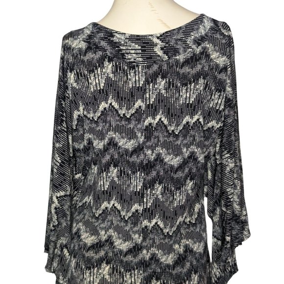 Kokoon Vintage black gray white zig zag print wing sleeve Shift dress size M - Picture 10 of 12